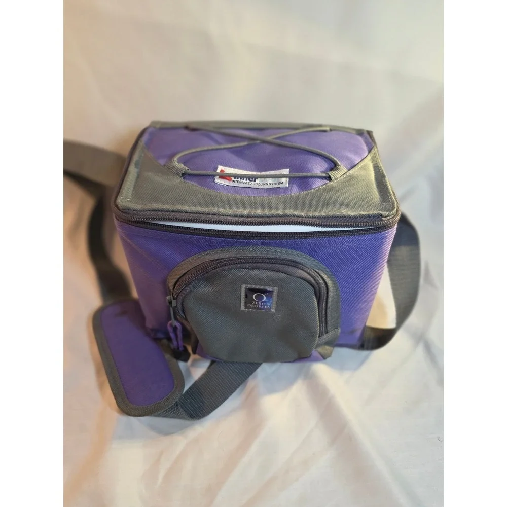 Inner Zero Degrees Insulated Cooler Bag Purple Grey Soft Sided Lunch Travel Tote